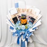 BUKET UANG 10 LEMBAR LENGKAP BONEKA FOTO / BUKET BIRU FOTO BTS / JASA