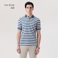 LTD เสื้อโปโลลายทาง ผู้ชาย สีฟ้า | New Gen Striped Polo Shirt | 03589