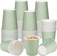 YIDAKO 100Pcs 9oz Sage Green Paper Cups,Disposable Coffee Paper Cup,Green Party Cups Beverage Drinki