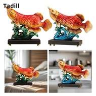 [dksqer] Arowana Fish Statue Collectible Animal Sculpture for Bedroom Office New Year