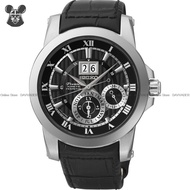 SEIKO SNP093P2 Men's Analog Watch PREMIER Perpetual Calendar Kinetic Leather Strap Black *Original