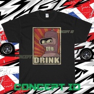 New Style Futurama Bender Drinking Logo Mens T-Shirt Funny Tee