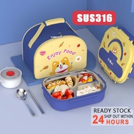[Free tableware/bowl] 316 Stainless Steel Insulated Kid Lunch Box Boy Bento Box School Children Food Container