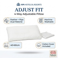 APA Hotel ADJUST FIT 4 Way Pillow Hotel Pillow Feather Pipe Side Sleeper Washable with Cover