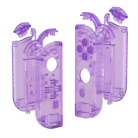 eXtremeRate Housing W/Full Set Buttons for Nintendo Switch JoyCon & OLED JoyCon - Clear Atomic Purpl