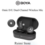 BOYA Omic D/U Wireless Mic, Black/White, w/ Charging Case for Live/Vlog/Interview