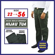 SELUAR PANJANG SEKOLAH MENENGAH HIJAU TUA SECONDARY SCHOOL UNIFORM DARK GREEN LONG PANTS PINGGANG BE