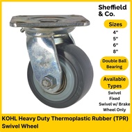 KOHL Caster Heavy Duty Thermoplastic Rubber (TPR) Caster with PP Core Double Ball Bearing (Swivel Fi