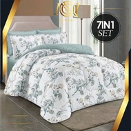 CADAR 5D (7IN1) WITH COMFORTER 100% COTTON 1000 THREAD COUNT SET BEDSHEET QUEEN & KING