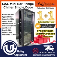 Mini Bar Fridge 135L Glass Display Chiller Single Door FujiTECH