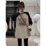 tshirt woman t shirt lengan panjang perempuan t shirt ootd t shirt budak perempuan Teratas dengan seluar jerung, bahu raglan wanita, baju sejuk lengan panjang, di bawahnya, lapisan asas dan kemeja-T midi bulu