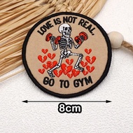 [Custom Velcro patch] AE.Fun anti-love skull fitness round 8cm embroidery 3D  Velcro Patch /Badges/a