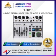 Behringer FLOW 8 (FLOW-8) 8-Input Digital Mixer with Bluetooth Audio and App Control, 60 mm Channel 