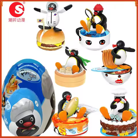 New Genuine Pingu Fun Scene Series Gashapon Fun Ornament Blind Box Trendy Play Penguin Model Toys Ki