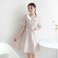 JOUETA | Hanni Dress | Korean Style Women's Dress in Tweed in Brown Latte