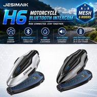 JESIMAIK H6 Motorcycle Intercom - QIK-Mesh2.0, 6-Way Communication, Dual Chip,  Mount, FM Radio, Mus