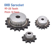 1pcs 08B Sprocket 9T/10T/11T/12T/13T/14T/15T~25 Teeth Pitch 12.7mm A3 Steel Industrial Cam Drive Spr
