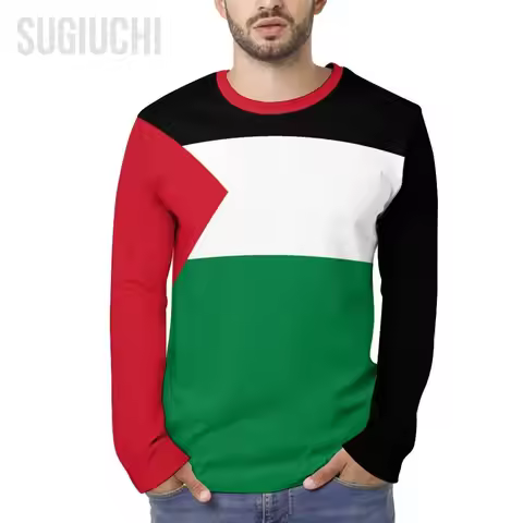 Unisex Men Long T-Shirt Palestine Flag Palestinian 3D Print Man Tshirt Fashion Clothing Tracksuits L