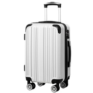 Luggage Expandable(only 28") Suitcase PC+ABS Spinner 20in 24in 28in Carry on (white grid new, M(24in