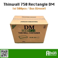 promo termurah grosir! thinwall dm 750 ml rectangle 500pcs original
