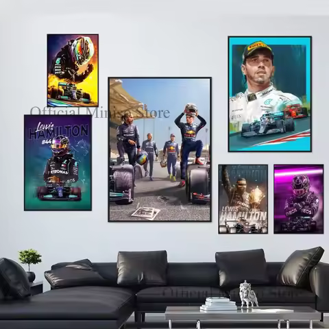 1pc Lewis Hamilton Poster F1 Champion Legend Racing Character Self-Adhesive Art Poster Waterproof Pa