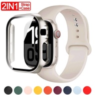3in1 Glass+Case+Silicone Strap for Apple Watch Series 11 10 42mm 46mm Ultra3 2 49mm 45mm 44mm 40mm 3