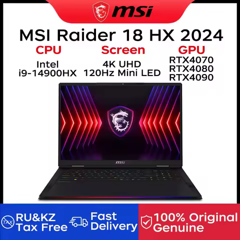 2024 MSI Raider 18 HX Gaming Laptop 18 Inch 4K UHD 120Hz Mini LED Screen Notebook i9-14900HX 32GB 2T