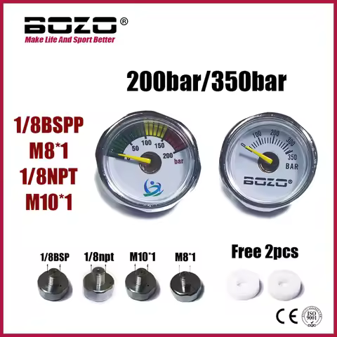 Mini 200bar 350bar Manometer Gauge 1inch 1/8NPT, 1/8BSPP, M10*1, M8*1 High Pressure Hand Pump Diving
