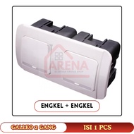 Broco Galleo White 2 Gang Single Single Switch + Single Crank Switch IB Built-in G26161-55S