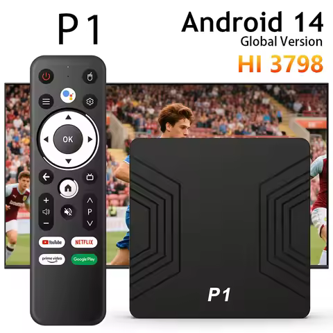 P1 Android 14.0 TV Box HI 3798 4K Dual WiFi 2.4/5G ATV Voice Assistant Smart TV Box Android Media Pl