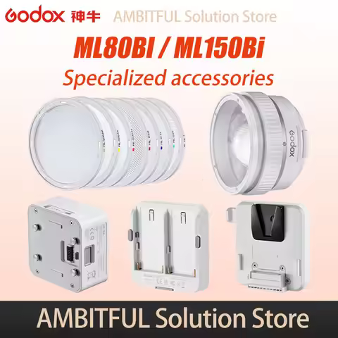 Godox ML-D Accessories Zoom Reflector Barndoor & Diffusion Kit NP-F Battery & V Mount Battery Adapte