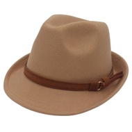 Retro Curling Edge Fedora Hat For Womwn Man Jazz Cap Women Boater British Style Hats Belt Buckle Dec