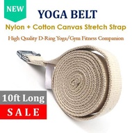 Yoga Belt 10Ft Long Strap (Iyengar Style) Thickened Nylon Cotton Canvas Cloth Belt – High Quality D-