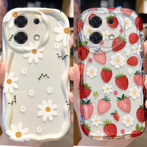 Cute Daisy Strawberry Flower Case For OPPO A6 A5 A3 Pro A6X A3X A78 A98 A79 A58 A38 A18 A17 A54 A57 