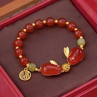 MERAH Luxury Double Red Rabbit Bracelet Lightweight Chinese Style Bracelet One Hundred Bracelet Bff-