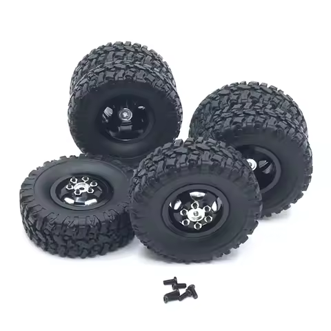 FRIHA-Metal Wheel Rim Tire Tyre Set For WPL B14 B24 B16 B36 6WD C24 C34 C44 4WD 1/16 RC Truck Car Up