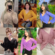 🌈Spinny House🌈 เสื้อไหมพรม ถักรูดหน้า💗 ฉลุ  ถัก รูดหน้า ถักกล้วยไม้ B-023-3-AA