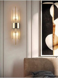 1入組斯堪的納維亞式LED黑/金色水晶不銹鋼壁燈適用於客廳和臥室的家居裝飾