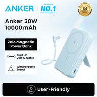 Anker by Zolo Power Bank 30W Wireless  Magnetic 10,000mAh Portable Power with Build in Cable-A1685