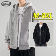 XL-8XL Korean Simple Hoodie Men Plus Size Sweatshirt Plain Casual Loose Hooded Oversize Top