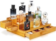 Pyinlon Wooden Cologne Organizer for Men, 3-Tier Cologne Display Shelf with Drawers, Cologne Organizer Perfume Stand for Bedroom, Fragrance Display Shelf, Valentine's Gift for Men (Burlywood)
