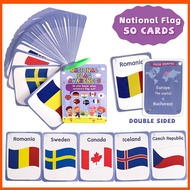 50PCS National Flags of The Country World Flash Cards Early Learning Cards Children’s Early Educatio