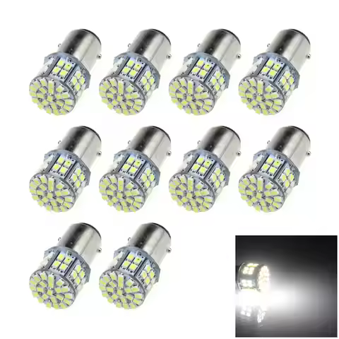 10x White RV 1157 Brake Blub Tail Lamp 50 Emitters 1206 SMD LED 1034 1130 E016-W