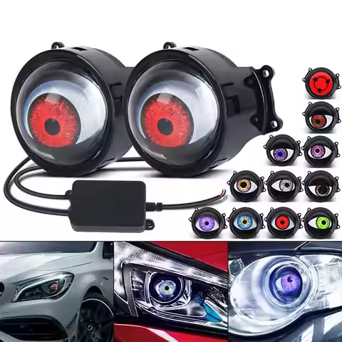 LED Car Dynamic Devil Eye Large Light 3-inch 33 Mode Car Light Remote Modification Eagle Eye 3D Lens