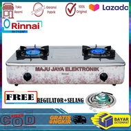 KOMPOR   RINNAI RI-712AF Kompor Gas 2 Tungku Jumbo Stenlies Steel - Motif Bunga/Kompor Gas 2 Tungku Rinnai 712AF + Selang Regulator / Kompor Gas Rinnai 2 Tungku / Kompor Rinnai 2 Tungku / Kompor Gas 2 Tungku Stainless Steel Motif Bunga