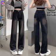 Crush Fashion High Waist Wide Leg Jeans Women Korean Version Style Slimmer Look All-Match Retro Stra