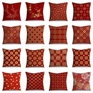 Chinese New Year's Design Cushion Square Pillowcase Sofa Pillow Cover CNY Decoration Polyester Sarung Bantal