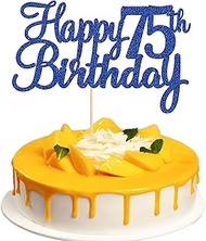 Gyufise 1Pc Happy 75th Birthday Cake Topper Glitter 75th Birthday Cake Pick Cheers to 75 Years Old S