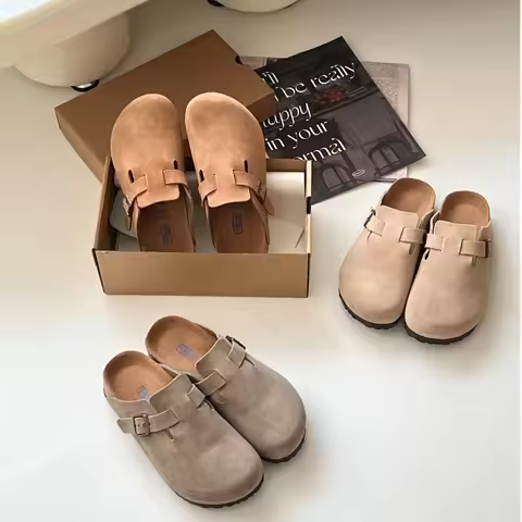 TUGGY [Genuine Leather Boken Slippers] New Soft Bottom Boken Slippers for Men and Women, Outerwear B