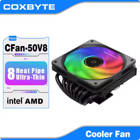COXBYTE ITX CPU Cooler 4Pin PWM RGB 8 Heat Pipes CPU Air Cooler For AMD AM4/5 Intel LGA1700 1150 115
